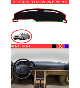 Mercedes S Class W 126 1979-1991 Için Uygun Torpido Koruma Halısı Siyah Kenar Renk Kırmızı