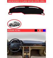 Mercedes S Class W 126 1979-1991 Için Uygun Torpido Koruma Halısı Siyah Kenar Renk Kırmızı