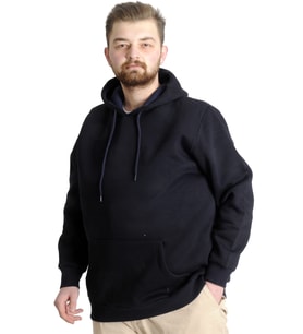 Mode XL Erkek Sweatshirt Kapşon Pocket Basic 20562 Lacivert