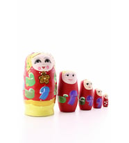 Ahşap Tombul İç İçe Matruşka Bebek Kırmızı Set 5li Büyük Boy  