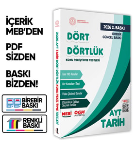 2026 YKS-AYT MEBİ-OGM Dört Dörtlük Tarih Pekiştirme Testi A4 Renkli Soru Bankası BASKI ÜCRETİ