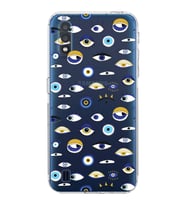 PrintiFy Samsung Galaxy A01 ile Uyumlu Nazar Boncuğu 2 Baskılı Kamera Korumalı Şeffaf Silikon Kılıf