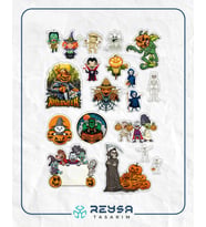 Hallowen Sticker Set 6 24 Parça Telefon, Tablet, Defter, Laptop Sticker