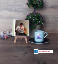 Developer Fotoğraflı Dekoratif Taş, Ahşap Altlıklı Türk Kahvesi Fincanı Hediye (Model 7)