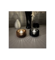 Alvera Modern Çizgili Mumluk – 3D Baskı Tealight Mumluk (1 Adet)-Kahverengi