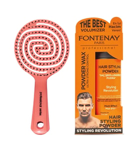 Fontenay 3 Boyutlu Saç Fırçası Ve Pudra Toz Wax Ultra Strong Turuncu 20gr 2'Li Set
