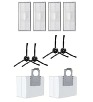 Roborock S8 Sonic Uyumlu 4 Adet Hepa Filtre 4 Adet Siyah Yan Fırça 2 Adet Toz Torbası