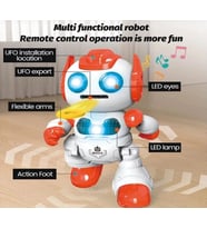 Uzaktan Kumandalı Disk Atan Işıklı Robot Müzikli Disk Atan Robot Turuncu Renk