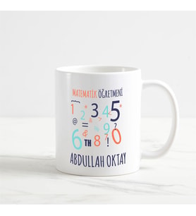 Kişiye Özel Matematik Öğretmeni Beyaz Kupa Bardak (1. Tasarım)