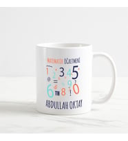 Kişiye Özel Matematik Öğretmeni Beyaz Kupa Bardak (1. Tasarım)