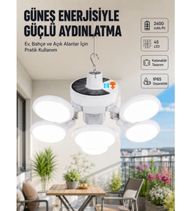 Güneş Enerjili Katlanabilir 5 Kanatlı Solar Bahçe Lambası