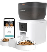 QQ029-Dual 1080P Gece Görüş Kameralı Akıllı Kedi Mama Kabı, Tuya App-Wifi Uzaktan Kontrol, Sesle Çağırma, 2.4Ghz/5Ghz, 4Lt hazne, Çift Metal Kase (Beyaz) [Enerji Sınıfı A+]