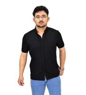 Erkek Gömlek Yaka Düğmeli Tişört BGL-ST04524 (Siyah)