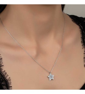 Swarovski Taşlı Gümüş Yıldız Bayan Kolye