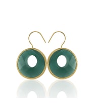 Kadir Jewellery 22 Ayar Altın Kaplama Kadın Taşlı Küpe -El İşçiliği Ve Hipoalerjenik Küpe (K.Yeşil)