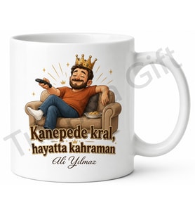 Kanepede Kral Baba Yazılı Eğlenceli Kupa Bardak Babalar Günü Hediye