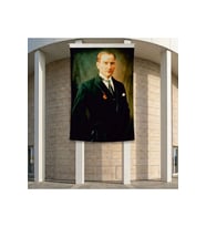 Başkumandan Gazi Mustafa Kemal Atatürk Poster Bayrak Premium Raşel Kumaş ATA7 2x3m