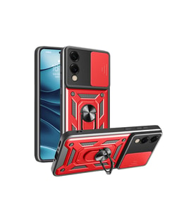 Samsung Galaxy S25 Edge Pars Lens Yüzüklü Silikon - Kırmızı