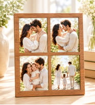 Kişiye Özel Resimli Çerçeve 4 Fotoğraflı Ahşap Mdf Resimli Kolaj Çerçeve (Siyah) (Kahverengi)