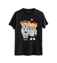 Cute CoupleTedy Bear Siyah Tshirt