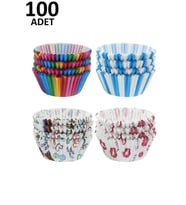 100 Adet Muffin Cupcake Kağıdı, Renkli Kağıt Muffin Kek Kalıbı