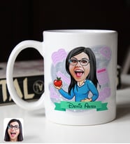 BK Gift Kişiye Özel Öğretmen Karikatürlü Beyaz Kupa Bardak-5
