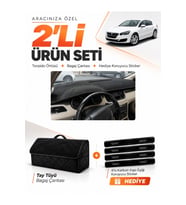 e-biz PEUGEOT 508 (2010-2018) Uyumlu Torpido Örtüsü + Tay Tüyü Bagaj Çantası Seti - Siyah - PE015