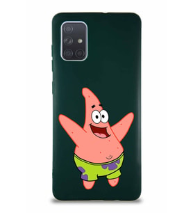 Samsung Galaxy A71 Soft Premier Kapak Patrick Yıldız Tasarımlı Silikon Kılıf - Yeşil (Şeffaf)