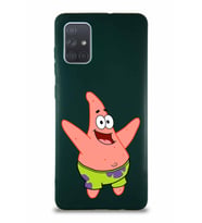 Samsung Galaxy A71 Soft Premier Kapak Patrick Yıldız Tasarımlı Silikon Kılıf - Yeşil (Şeffaf)
