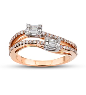 0.43 Ct Baget Pırlanta Yüzük B8 (Çok Renkli)