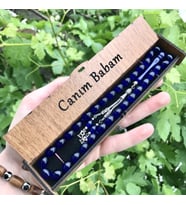 Canım Babam Yazılı,Babaya Hediye Tesbih,Hediye Özel Kutulu Mavi Arpa Kesim Tesbih