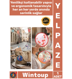 #Yelpaze Portatif Pratik Yazlık Şık Çanta Boy Hafif Tasarım Katlanabilir Kore Tipi Yuvarlak Yelpaze