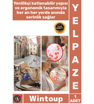 #Yelpaze Portatif Pratik Yazlık Şık Çanta Boy Hafif Tasarım Katlanabilir Kore Tipi Yuvarlak Yelpaze