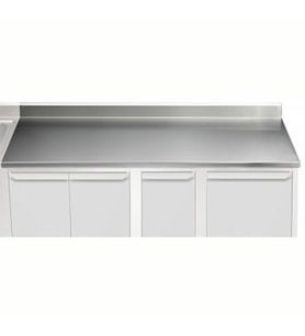 Electrolux Professional Üst Tabla, Sırtlı, 2400 Mm, 1,5 Mm Kalınlıkta Üst Tabla 18 Mm Kalınlığında Ses Sönümlendirici Malzeme Ve Ayrıca 2 Paslanmaz Kayıtla Güçlendirilmiştir - Modular Line TPLA24A