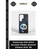 Samsung S26 Ultra Uyumlu Panda Desenli Silikon Kılıf 3D Telefon Kabı Aksesuar Cep Telefonu