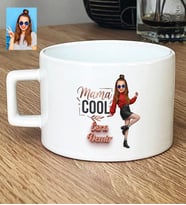 Kişiye Özel Karikatürlü Mama Cool Anneye Hediye Lüks Fincan Anneler Günü Hediyesi