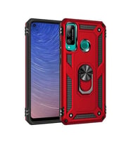 Huawei P40 Lite E Kılıf Sofya Yüzüklü Silikon Kapak - Kırmızı