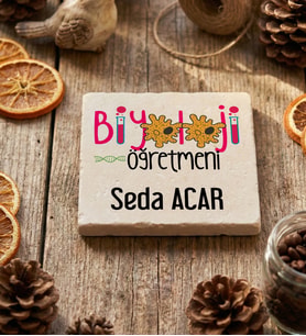 Kişiye Özel Biyoloji Öğretmeni Bardak Altlığı Öğretmenler Günü Hediyesi (Krem)