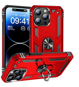 coverzone iPhone 15 Pro ile Uyumlu K?l?f Z-vega Shockproof Standl? Y�z�k Tutuculu Mega Case Kapak K?rm?z?