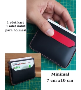 EL YAPIMI HAKİKİ DERİ MİNİMAL ERKEK KARTLIK