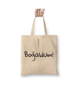 Boğaldum Karadeniz Beyaz Bez Çanta Uzun Saplı Alışveriş Çantası Plaj Çantası