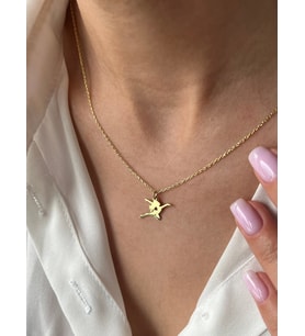 Kişiye Özel Minimal Dansçı Kız Kolye 925K Gümüş (Gold)