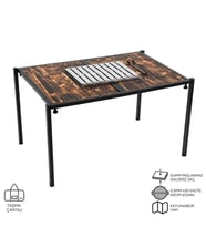 Katlanabilir Mangal Masa - Krom Izgaralı - 100cm*70cm*65cm