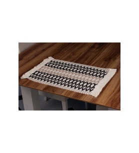 Örme Supla Pamuklu Dantel Püsküllü Amerikan Servis 35x45 Cm Masa Örtüsü Supla (KAHVE)