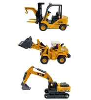 Oyuncak İş Makinaları Ekskavatör Forklift Kepçe Buldozer 3lü Metal Set