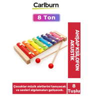 Eğitici Tın Ayarlı 8 Nota 8 Ton 25 Cm 8 Tuşlu Sesli Selefon Ahşap Ksilofon Akustik Tangram Hediyeli
