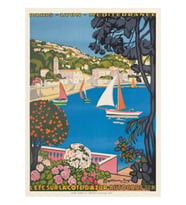 1926 Fransa Cote D'azur'da Yaz Seyahat Posteri Tablo Ahşap Poster Dekoratif