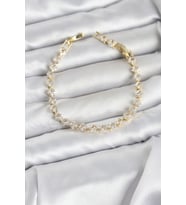 Kare Zirkon Taşlı Gold Renk Pirinç Su Yolu Kadın Bileklik TJ-BB8326
