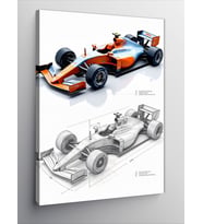 Kanvas Tablo Modern Formula 1 Çizimi Ve Detaylar