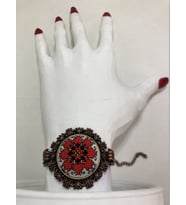 Kanaviçe İşleme Bileklik (Kırmızı-Kırmızı)